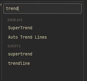Searching the indicators menu
