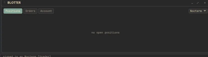 The bottom bar with Balances, Positions, Open Orders, and Trade History tabs