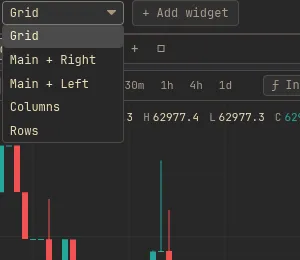 Choosing a layout mode from the workspace menu